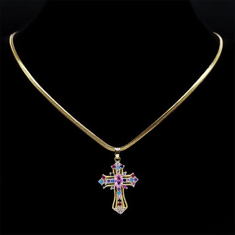 Vintage Shiny Zircon Cross