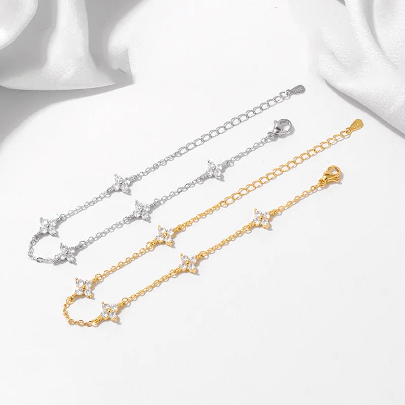 Silver Plated Four-leaf Flower Necklace