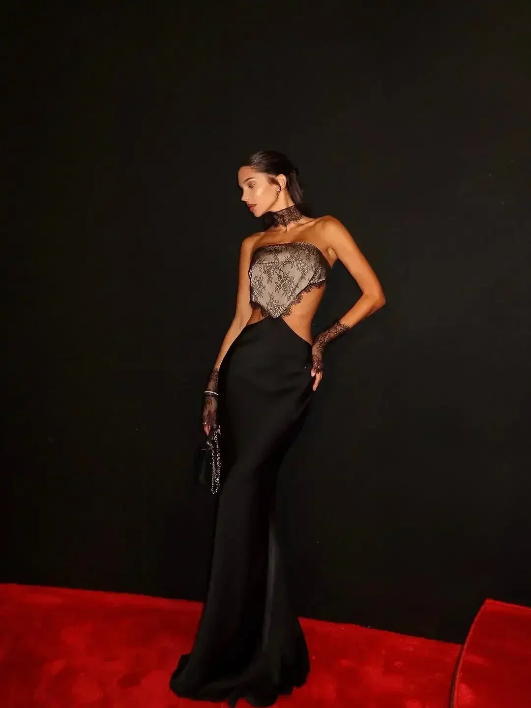 Sexy Strapless Lace Patch Dress