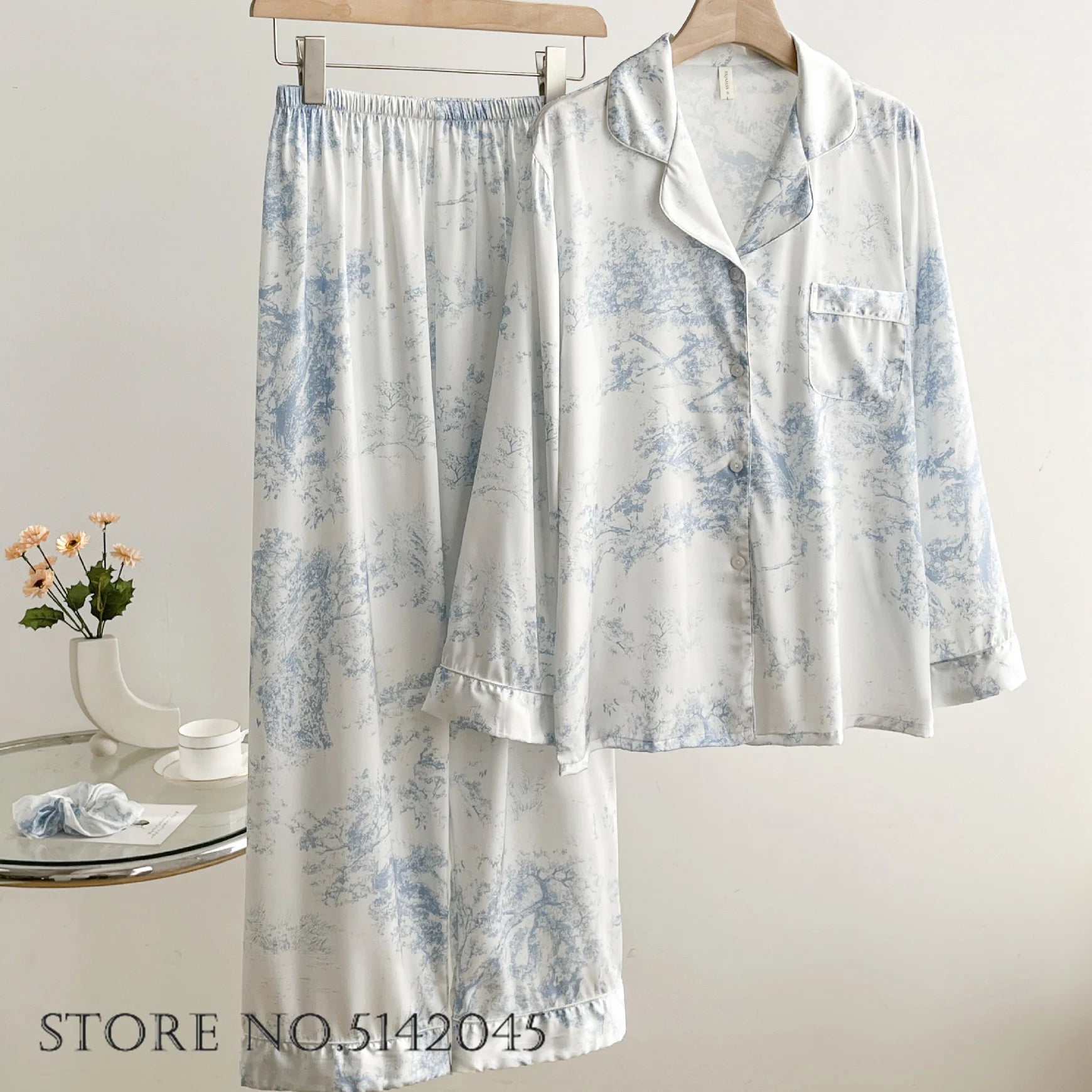 White Satin Pajamas Set