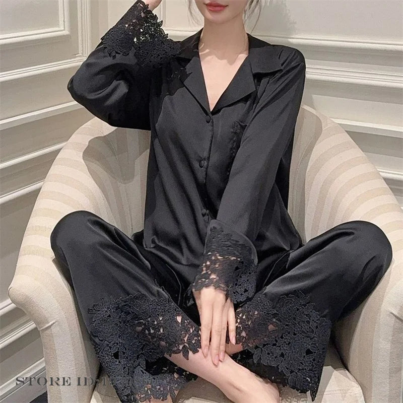 White Satin Pajamas Set