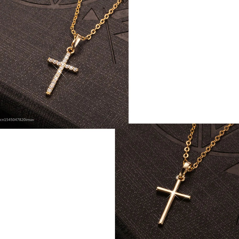 Zircon Cross Pendant Necklace
