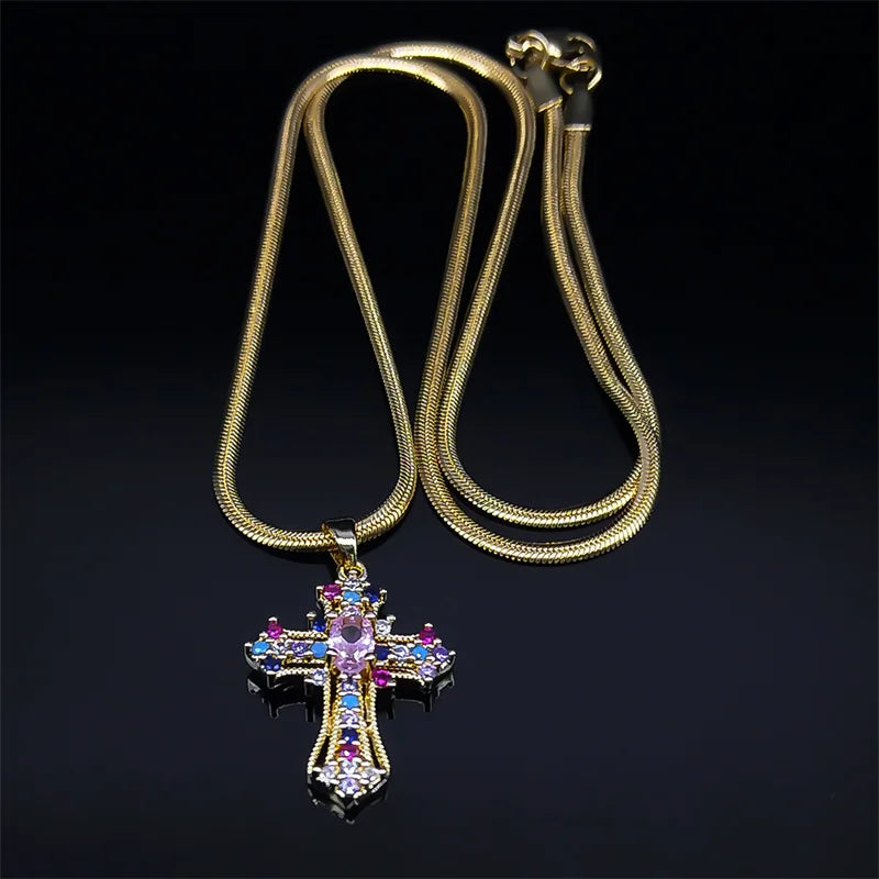 Vintage Shiny Zircon Cross