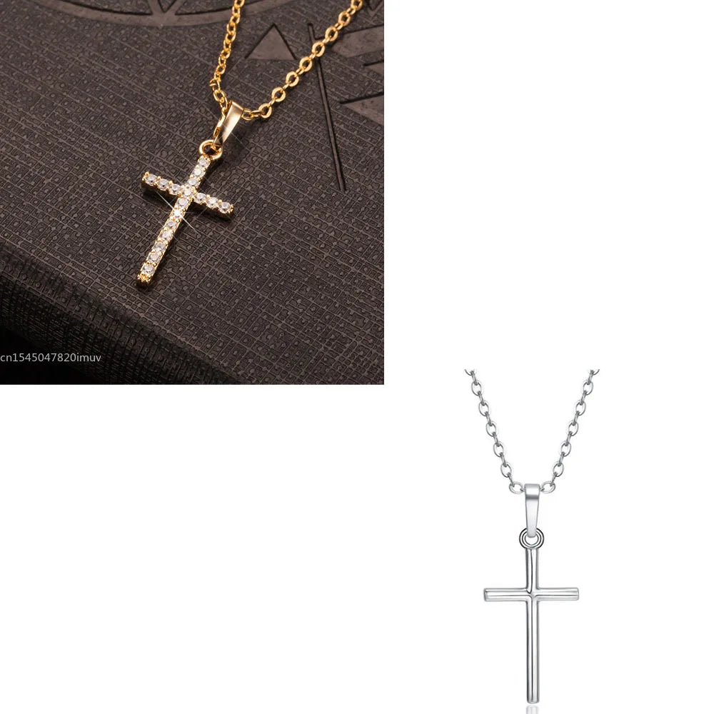 Zircon Cross Pendant Necklace