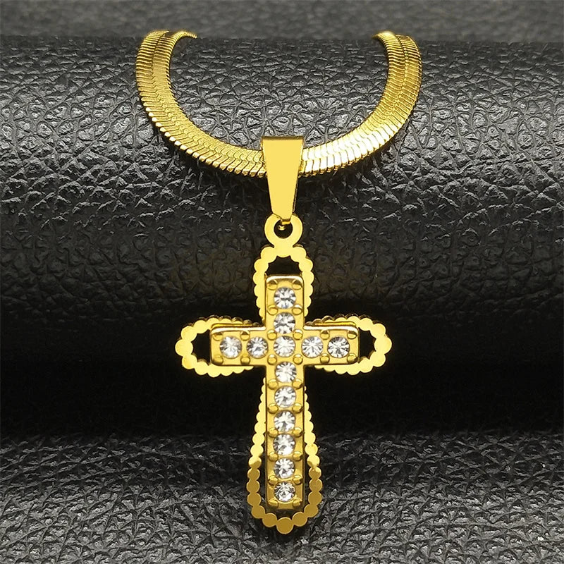 Vintage Shiny Zircon Cross