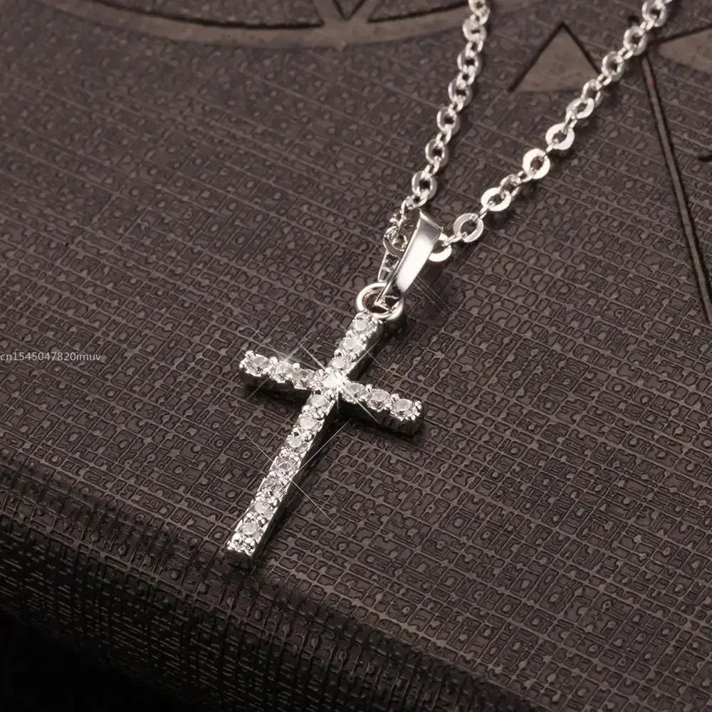 Zircon Cross Pendant Necklace