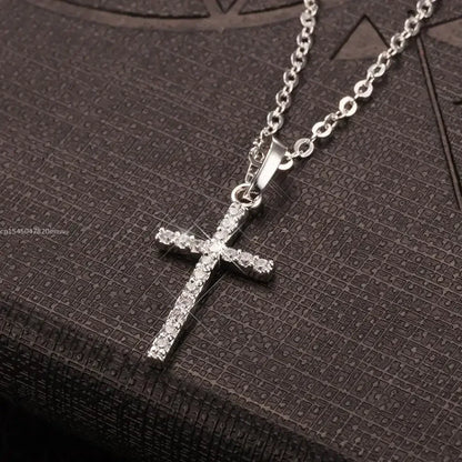 Zircon Cross Pendant Necklace