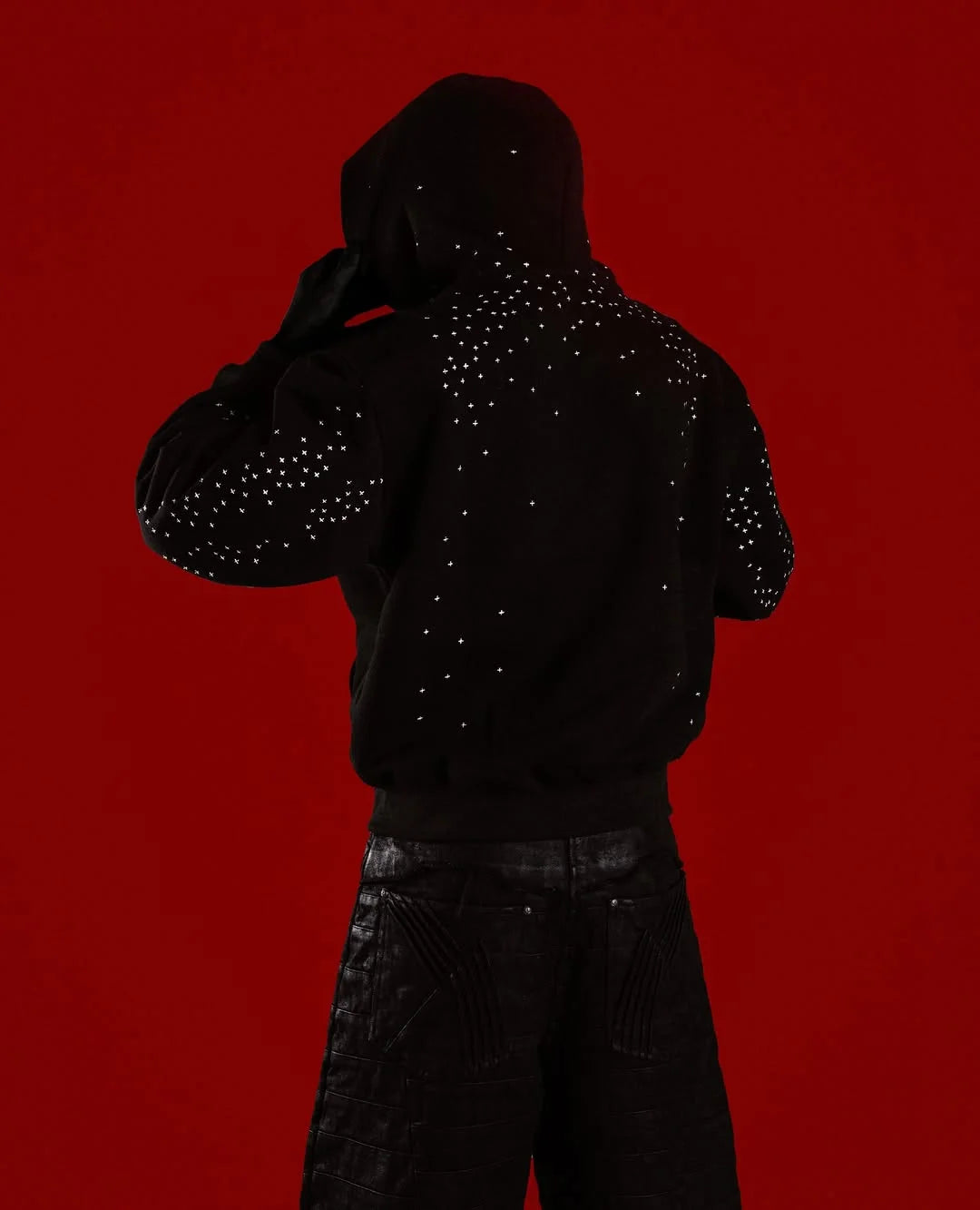 Rhinestone design zipper up