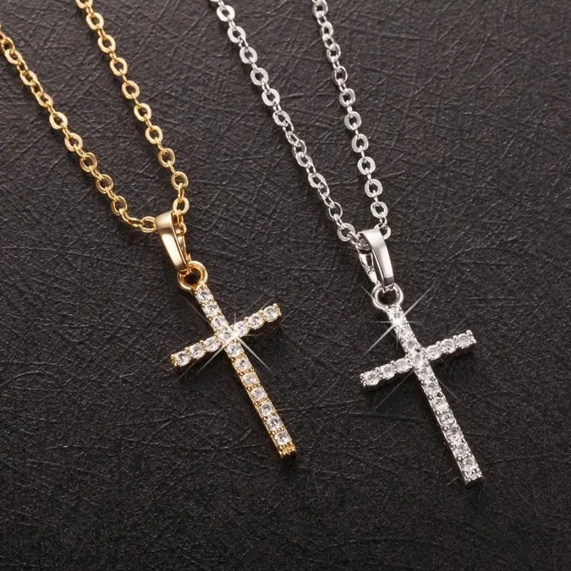 Zircon Cross Pendant Necklace