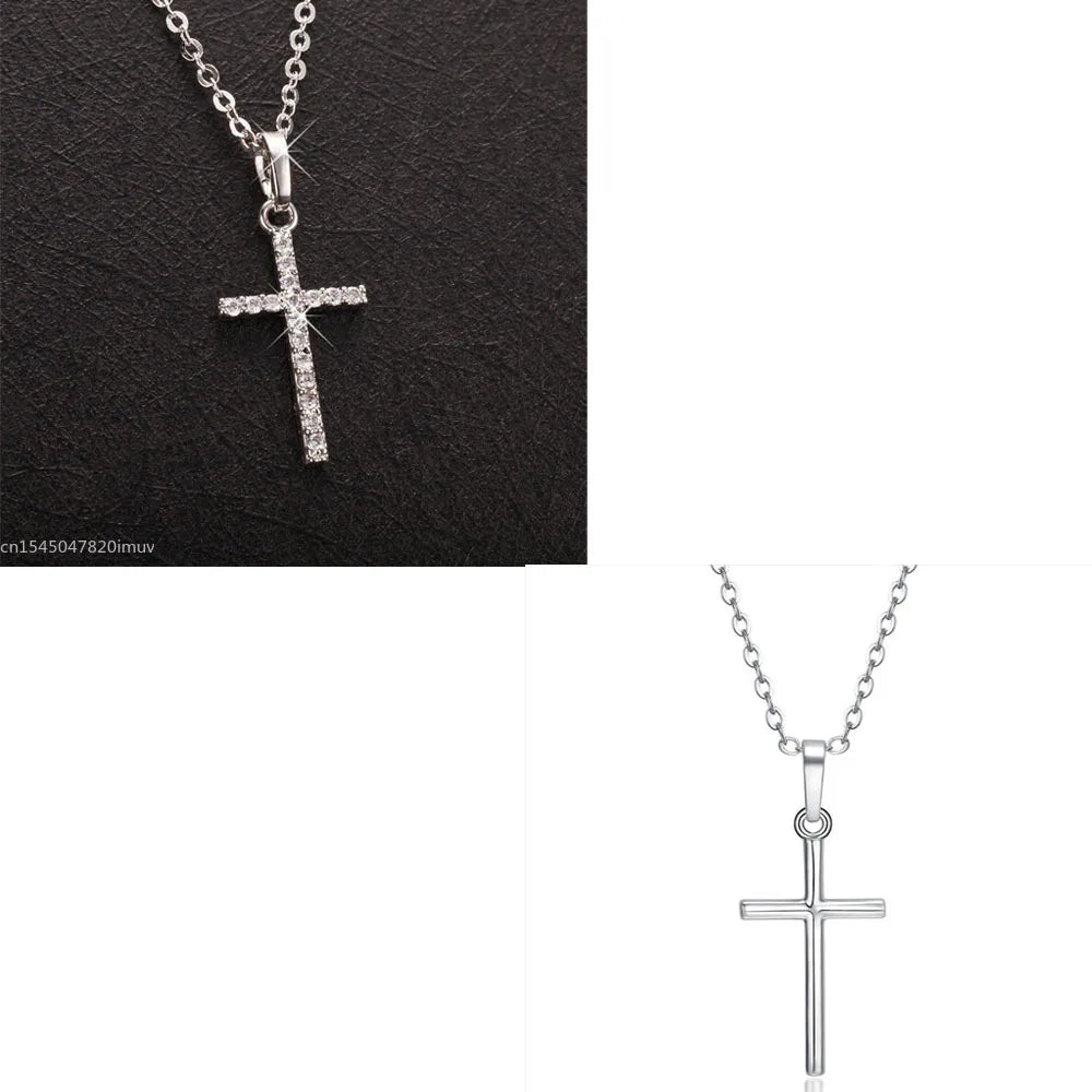 Zircon Cross Pendant Necklace