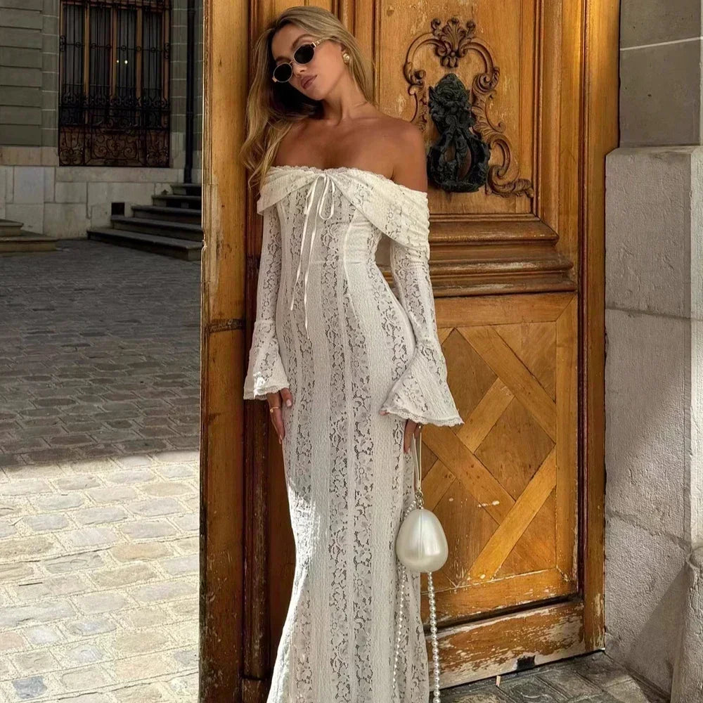 Suninheart White Evening Dress