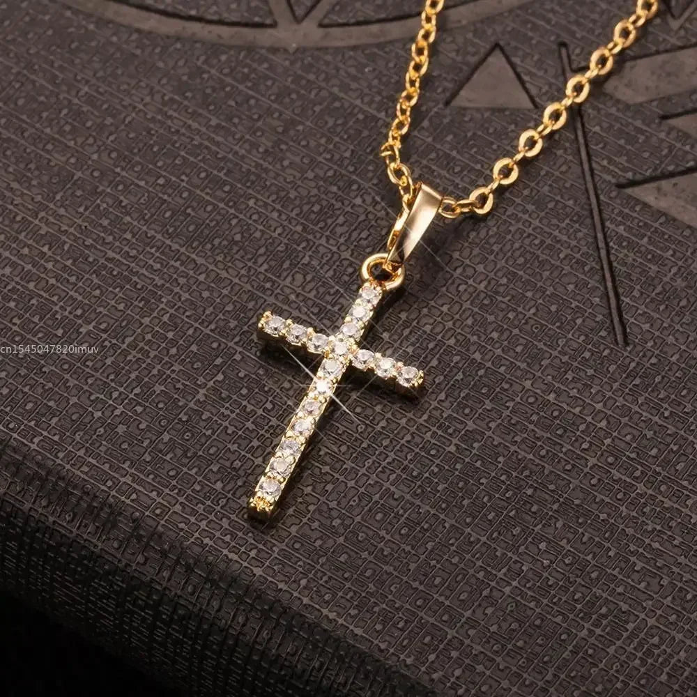 Zircon Cross Pendant Necklace
