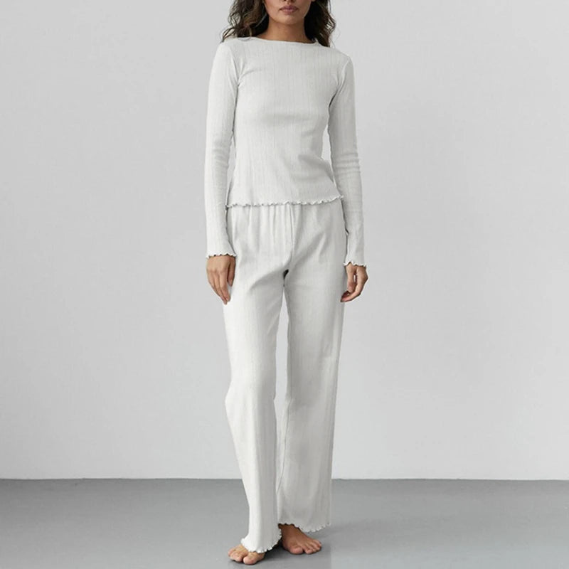 Jacquard Long Sleeved Pajamas Two-piece Set