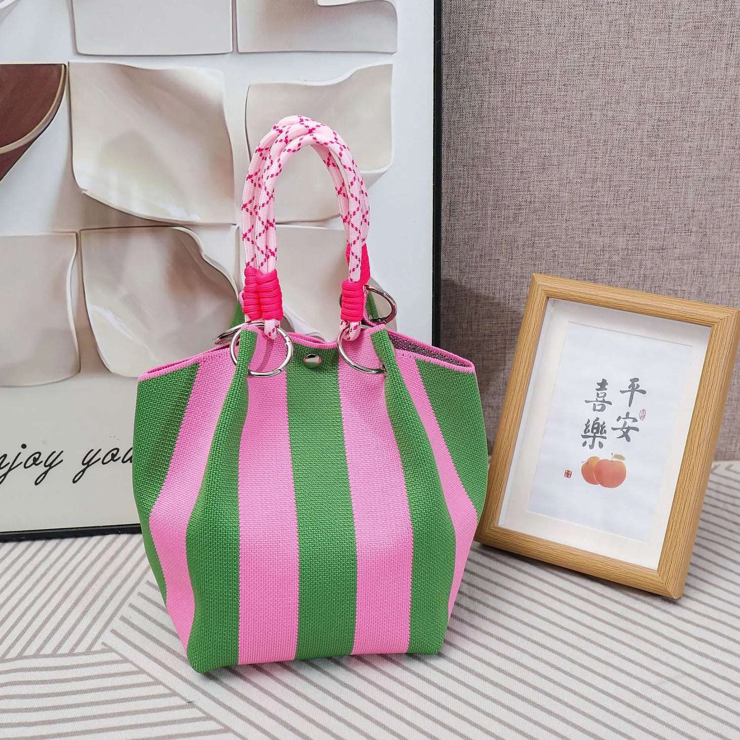 Striped handbag
