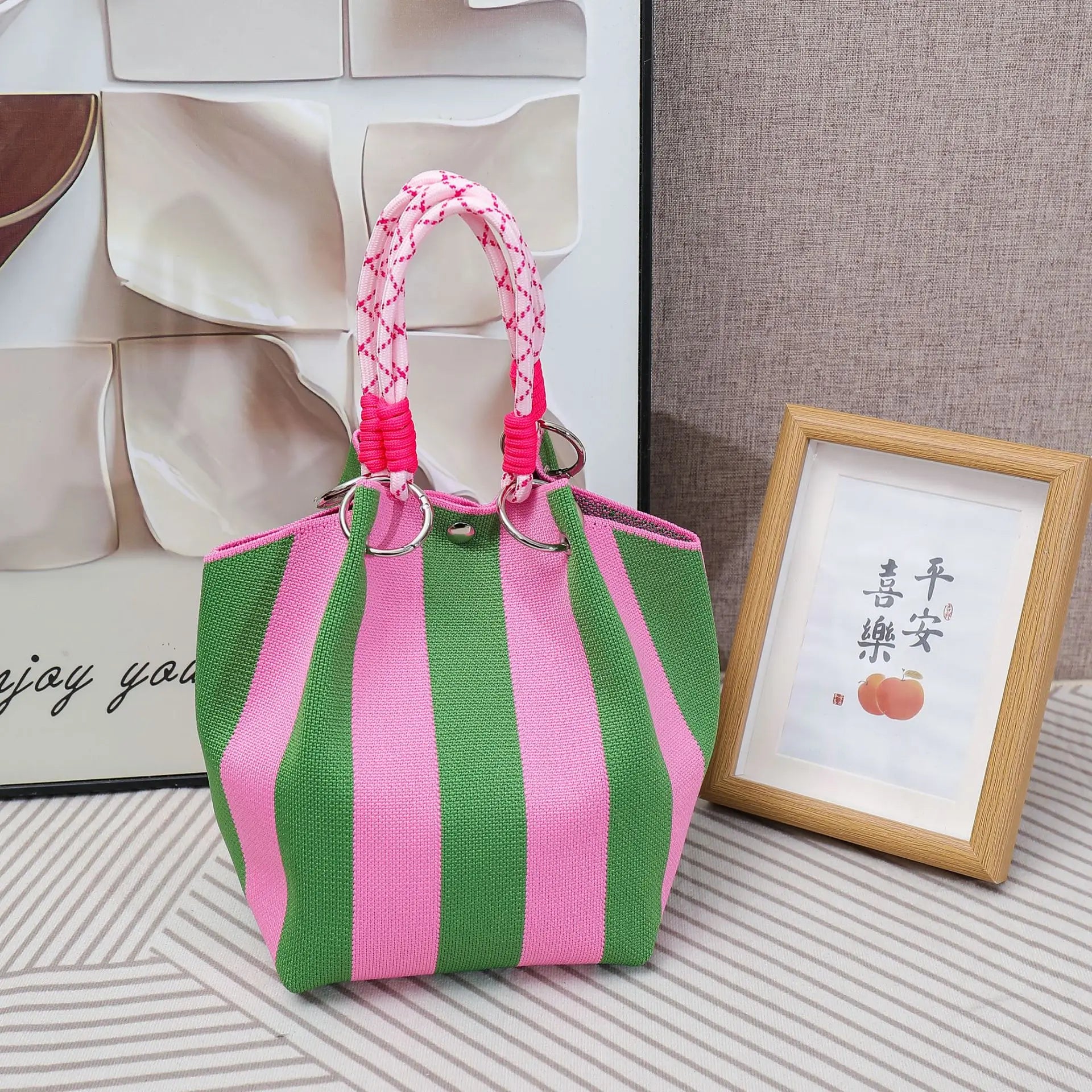 Striped handbag