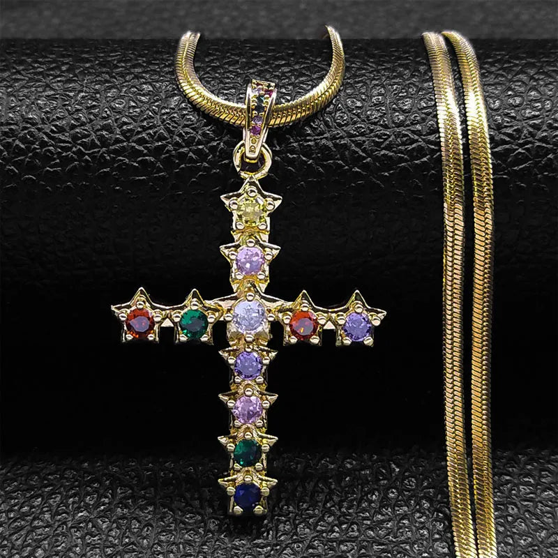 Vintage Shiny Zircon Cross