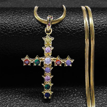 Vintage Shiny Zircon Cross