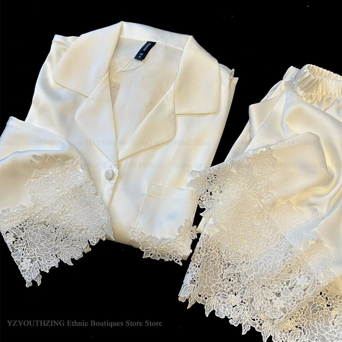 White Satin Pajamas Set