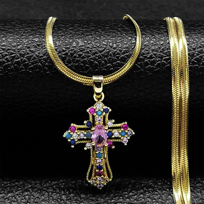 Vintage Shiny Zircon Cross