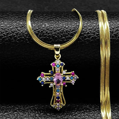 Vintage Shiny Zircon Cross