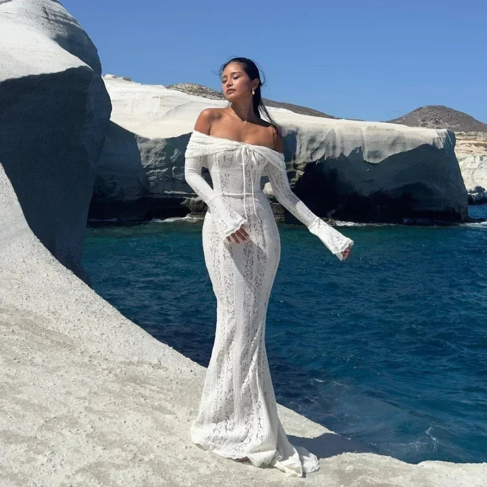 Suninheart White Evening Dress