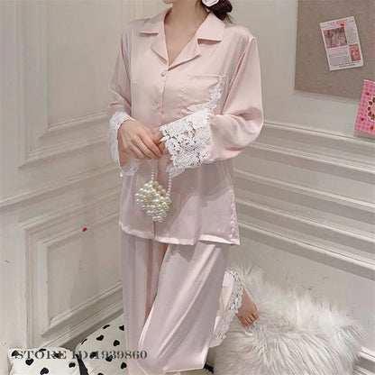 White Satin Pajamas Set
