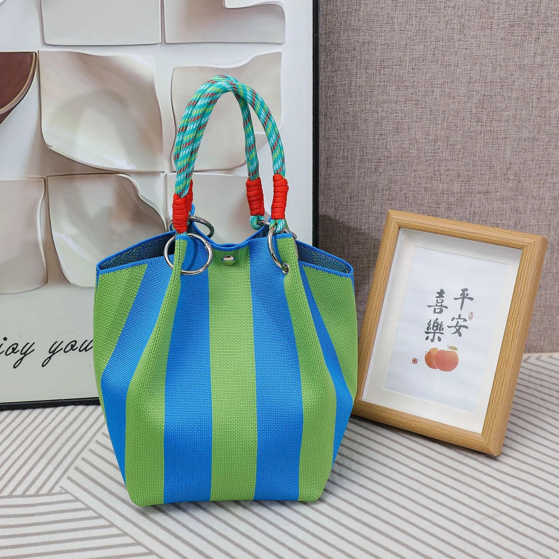 Striped handbag