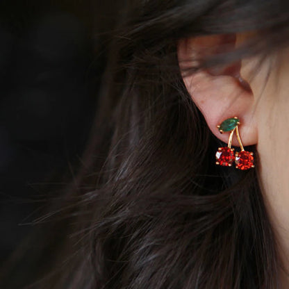 Zircon Cherry Leaf Earrings