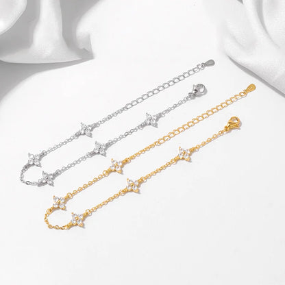 Silver Plated Four-leaf Flower Necklace