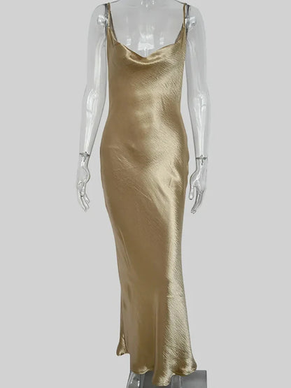 Spaghetti Strap Backless Maxi Dress
