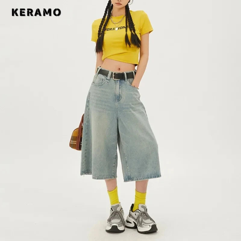 Harajuku Vintage 2000S Blue Denim Shorts