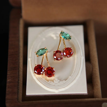 Zircon Cherry Leaf Earrings