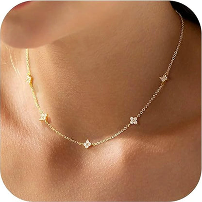 Silver Plated Four-leaf Flower Necklace