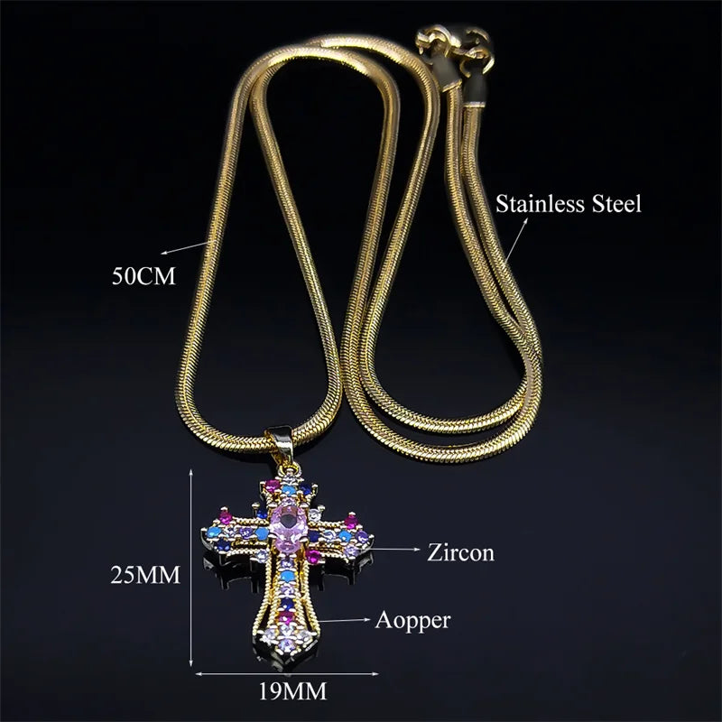 Vintage Shiny Zircon Cross