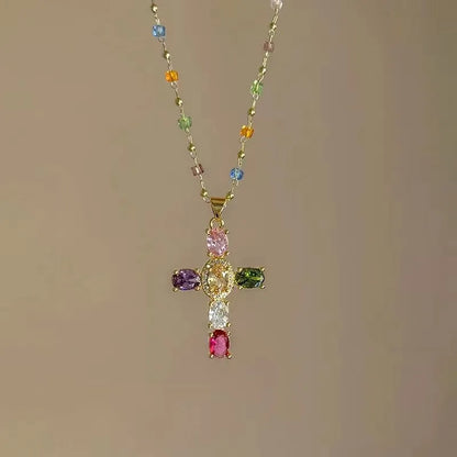 Zircon Cross Pendant Necklace