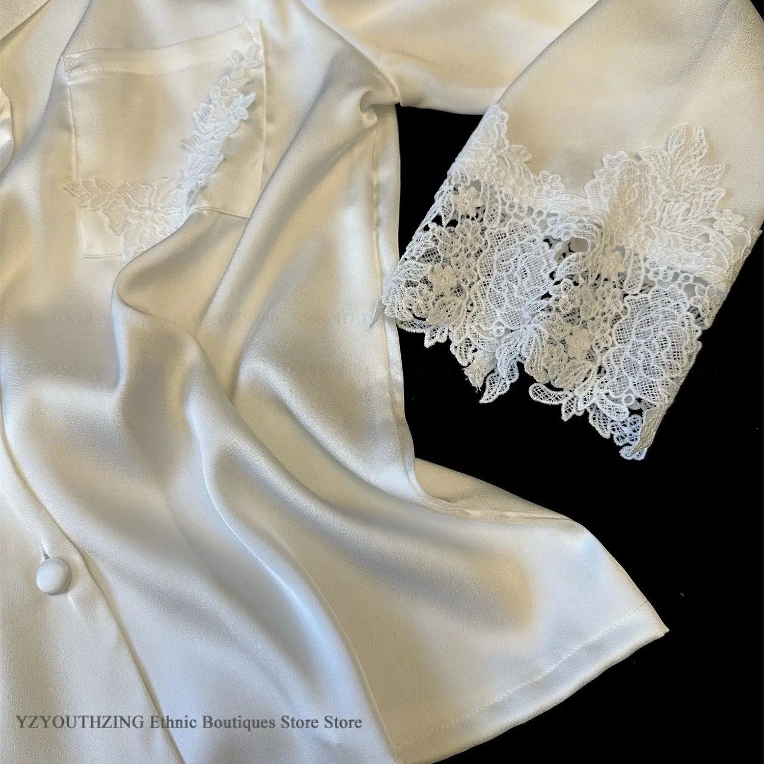 White Satin Pajamas Set