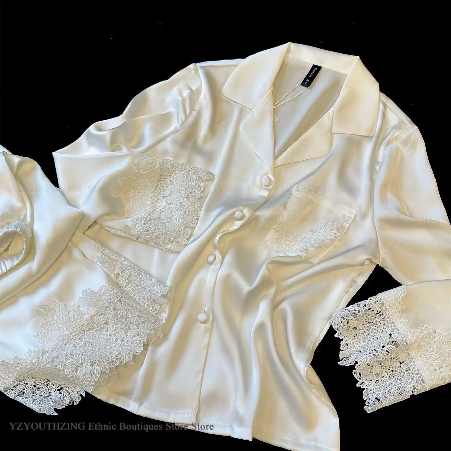 White Satin Pajamas Set