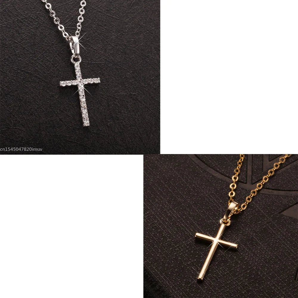Zircon Cross Pendant Necklace