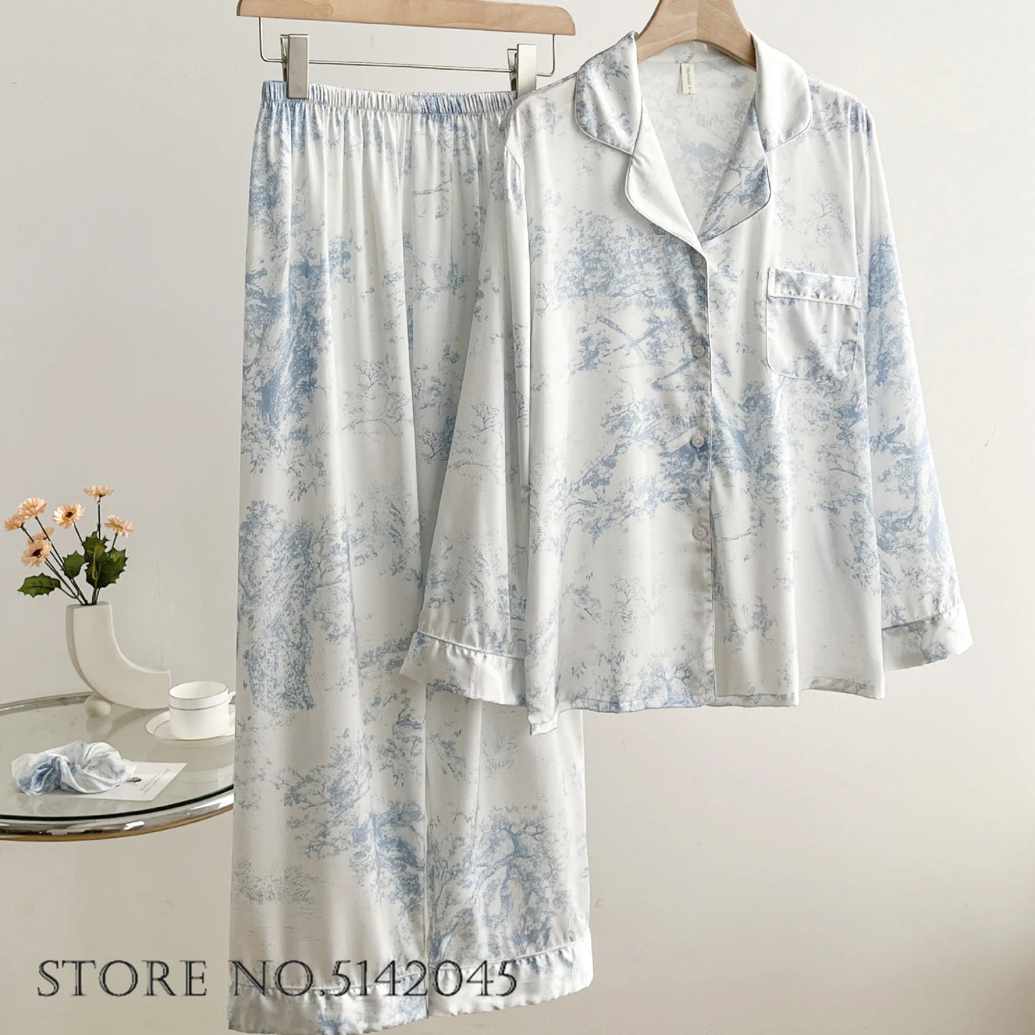 White Satin Pajamas Set