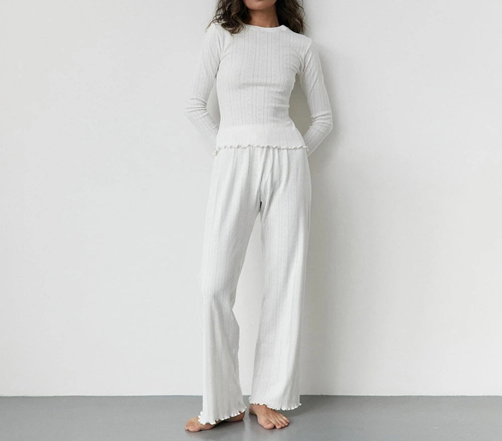 Jacquard Long Sleeved Pajamas Two-piece Set