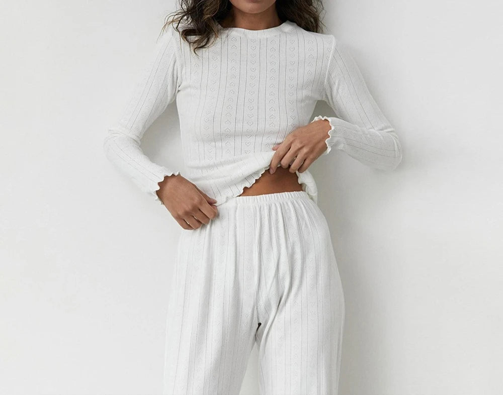 Jacquard Long Sleeved Pajamas Two-piece Set