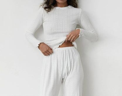 Jacquard Long Sleeved Pajamas Two-piece Set