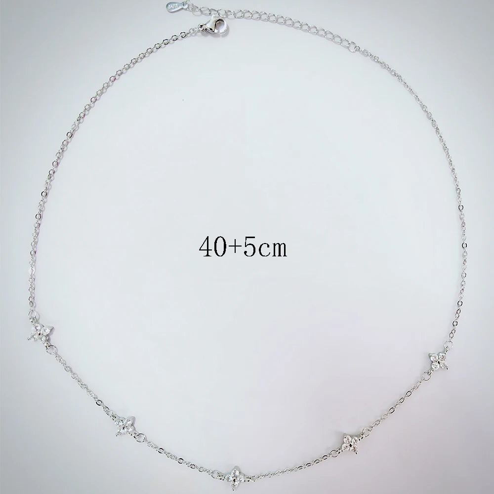Silver Plated Four-leaf Flower Necklace