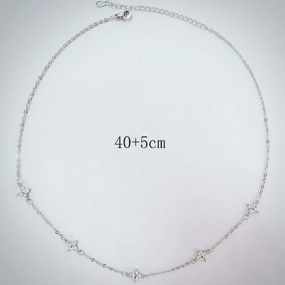 Silver Plated Four-leaf Flower Necklace