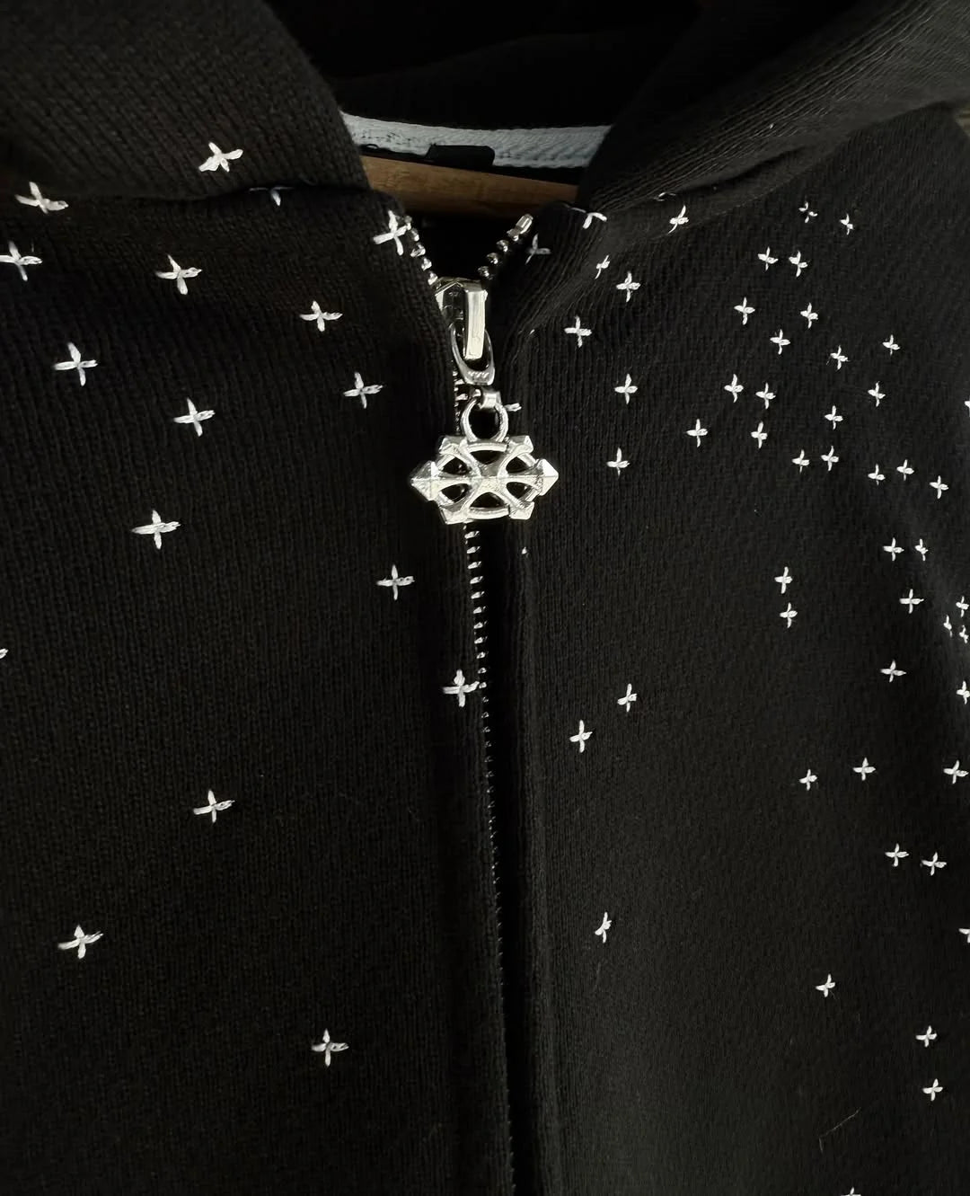 Rhinestone design zipper up
