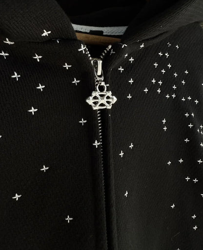 Rhinestone design zipper up