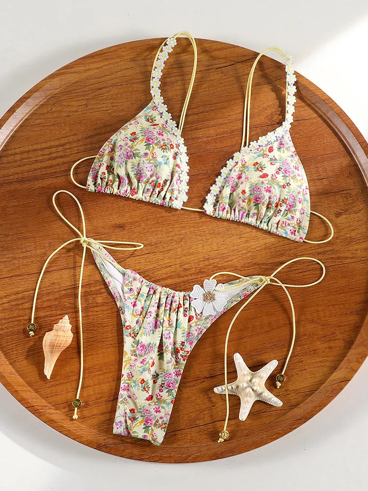 Floral thong 2 piece bikini