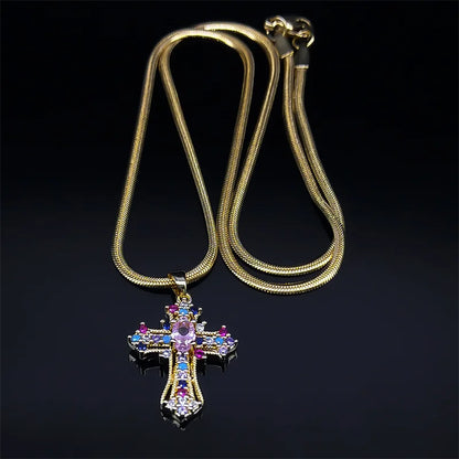 Vintage Shiny Zircon Cross