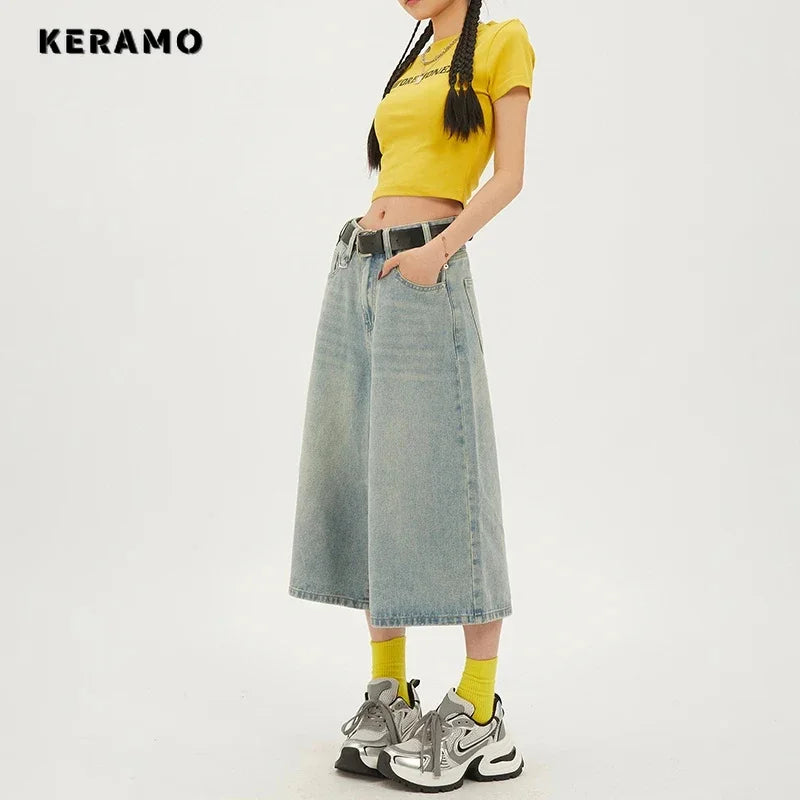 Harajuku Vintage 2000S Blue Denim Shorts