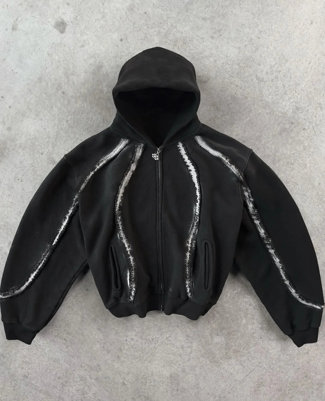 Rhinestone design zipper up